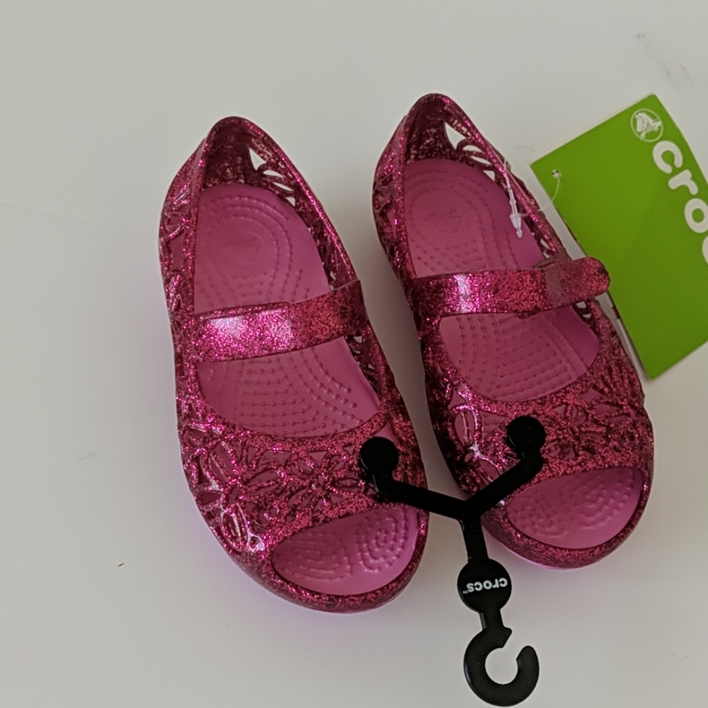 Crocs kids Isabella glitter flat shoes jelly sz 9
